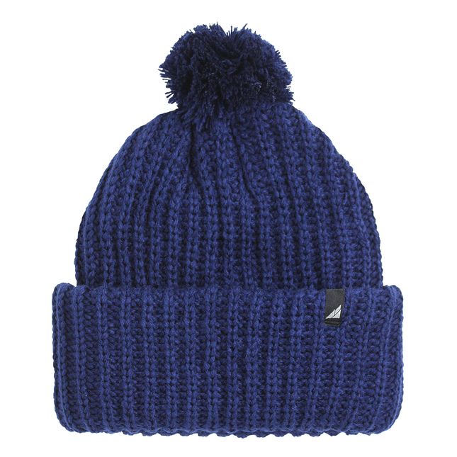 Child Acrylic Ribbed Cuff with Matching Pom Hat