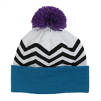 Teal and Purple Chevron with Pom