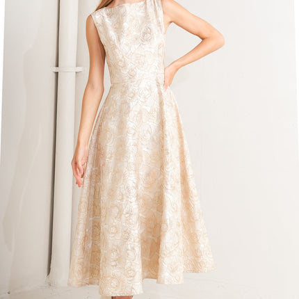GILDED ROSE WOVEN MIDI DRESS