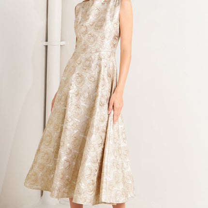 GILDED ROSE WOVEN MIDI DRESS