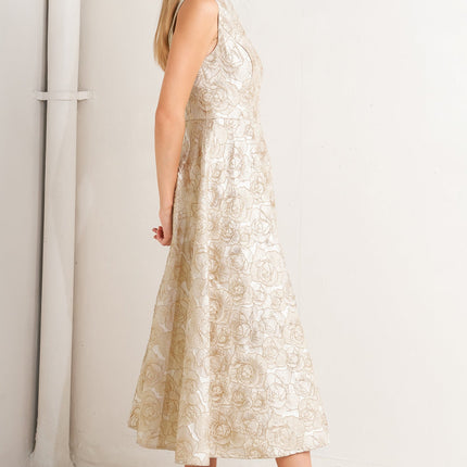 GILDED ROSE WOVEN MIDI DRESS