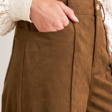 BROWN SUGAR FAUX SUEDE PANTS