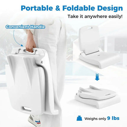Foldable Outdoor Pool Chair with Handle and Back Support-White