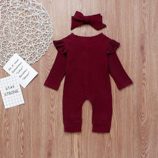 Baby Girl Boy Cotton Clothes Knitted Romper Jumpsuit With Bow In Classic Style For Girls Baby