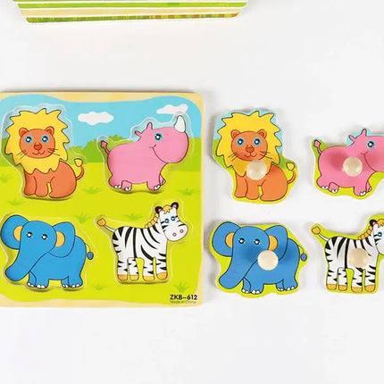 New Hand Grab Board Wooden Puzzle Toys for Children Cartoon Animal Fruit  Kids Baby Early Educational Learning Toy