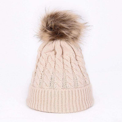 Winter Warm Baby Hat Fur Pompom Knitted Baby Hat Cap Infant Toddler Kids Hat Beanie In Modern Designer Style