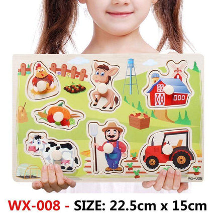 New Hand Grab Board Wooden Puzzle Toys for Children Cartoon Animal Fruit  Kids Baby Early Educational Learning Toy