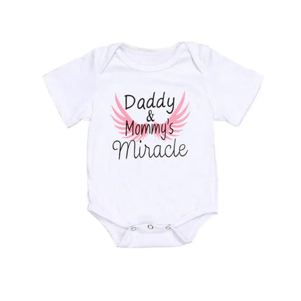 Newborn Kids Baby Girls Boys Clothes Father's Day Letter Print Romper Bodysuit For Baby For Girls And Boys Dadies & Momies Miracle Print