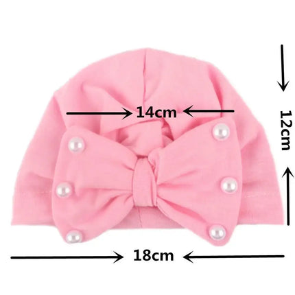 Modern Baby Hats Cute Rabbit Bow Knot with Pearls Baby Girl Hat with Pearls  for Kids In Diamond Luxury Style