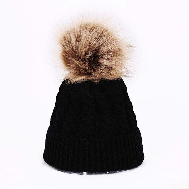 Winter Warm Baby Hat Fur Pompom Knitted Baby Hat Cap Infant Toddler Kids Hat Beanie In Modern Designer Style