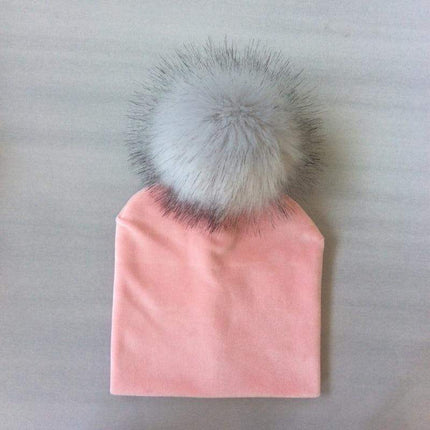 Kids Girls Solid Hat With Pompon Baby Beanie Pompom Cap Children's Accessories Design