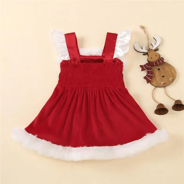 Baby Girls Christmas Romper Dress Fly Sleeve Sequins Romper Dress for Kids Toddler Girls Dresses For Girl In Elegant Christmas Style