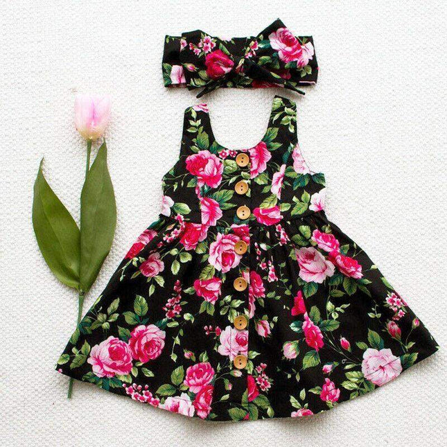 Interesting Toddler Kids Baby Girl Party Princess Floral summer Dress Pageant Clothes With Bow