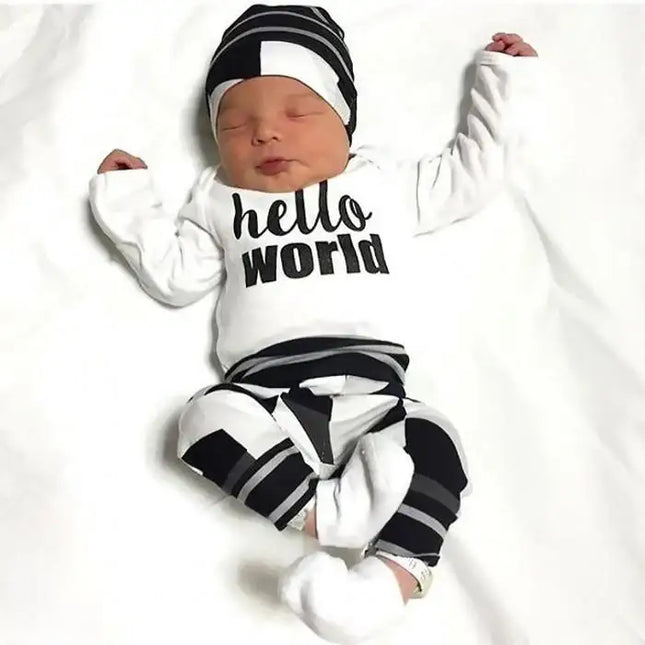 New Baby Boy Cotton Clothes Romper Jumpsuit set Infant Clothes For Newborn Baby Girl Clothing Set With Print Hello World