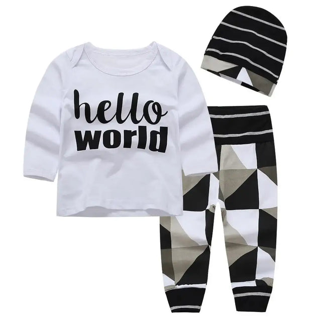 New Baby Boy Cotton Clothes Romper Jumpsuit set Infant Clothes For Newborn Baby Girl Clothing Set With Print Hello World