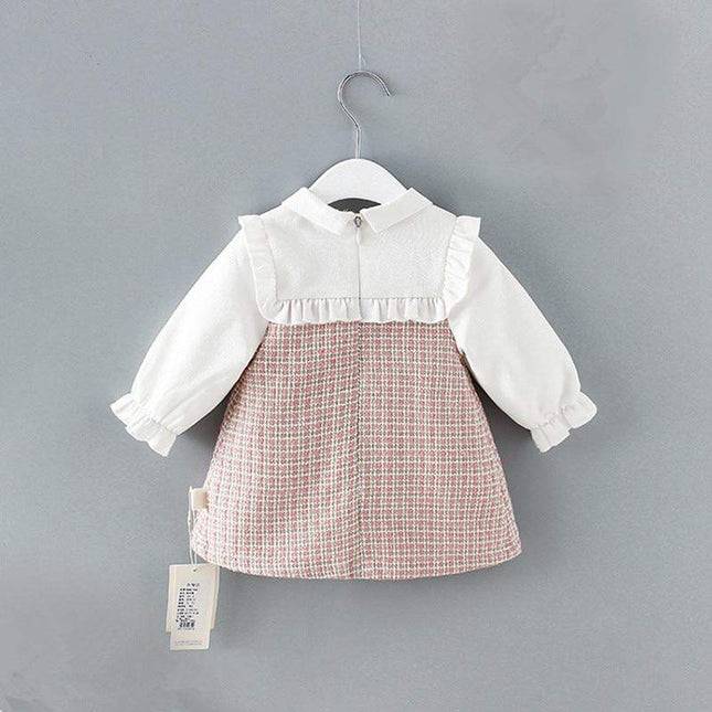 Modern Retro Vintage Handade Cute Newborn Infant Toddler Baby Girls Dress with A-line Lantern Sleeve For Girls Kids