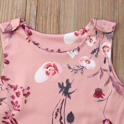 Floral Newborn Baby Girls Sleeve less Printed Rompers Jumpsuit Headband Clothes Sets Outfits For Baby Girls With Bow