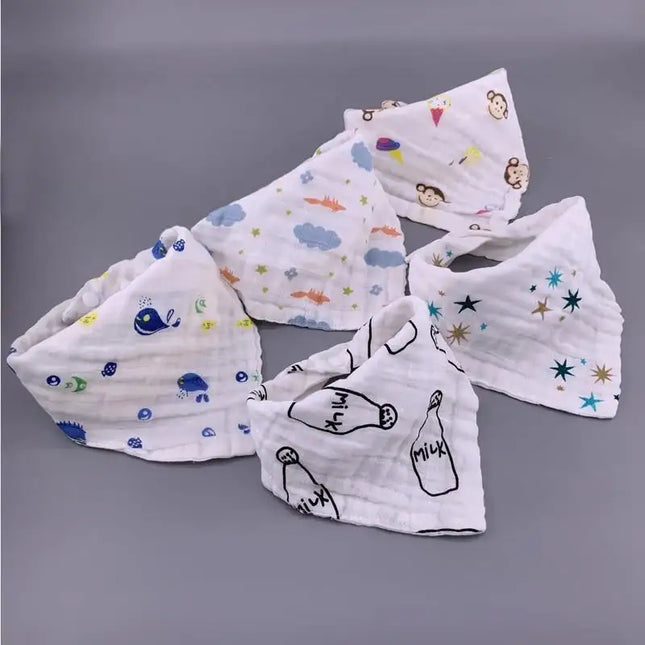 Modern 5PCS/Pack Cotton Baby Bibs 4 Lyers Girls Boys Triangle Feeding Burp Cloth  Collar Scarf For Feeding