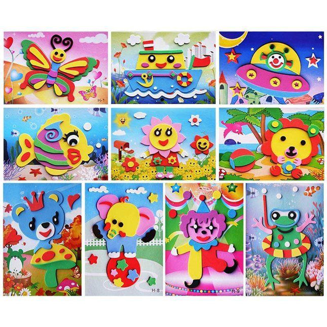 10 designs/lot  Cartoon 3D EVA Foam Sticker Puzzle Series Kids Multi-patterns Styles Toys for Children Birthday Gift