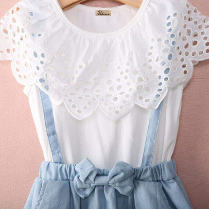 Toddler Kid Girl Ruffles Tops T-shirt  Strap Dress Outfit Cute Clothes Set Perfect Gift Unique Design