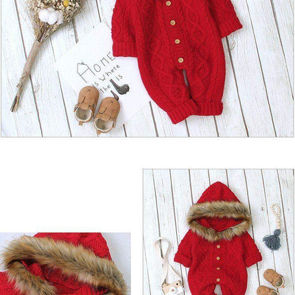 Modern elegant Baby Warm Coat For Newborn Baby Hooded Knit Romper Baby Jumpsuit outfit In Modern Design
