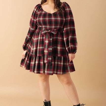 BE WITH YOU WOVEN PLAID MINI DRESS