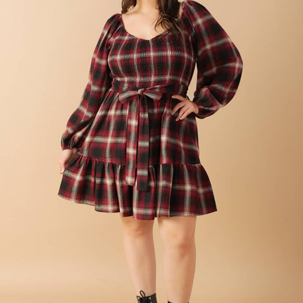 BE WITH YOU WOVEN PLAID MINI DRESS
