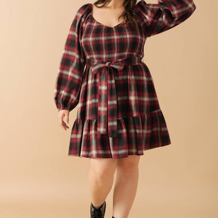 BE WITH YOU WOVEN PLAID MINI DRESS