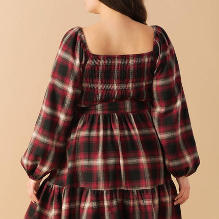 BE WITH YOU WOVEN PLAID MINI DRESS