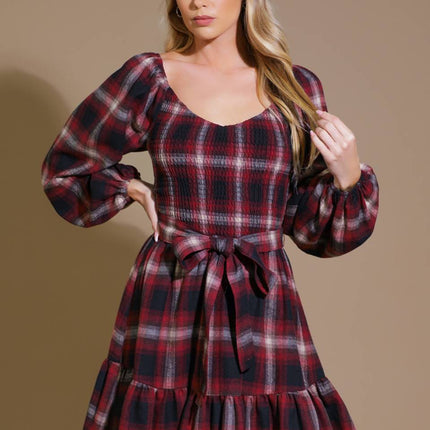 BE WITH YOU WOVEN PLAID MINI DRESS