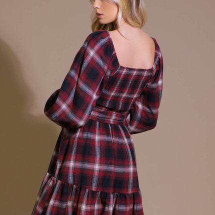 BE WITH YOU WOVEN PLAID MINI DRESS