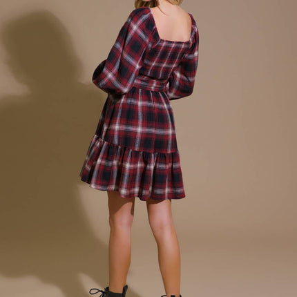 BE WITH YOU WOVEN PLAID MINI DRESS