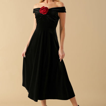 BE THERE FOR YOU VELVET MIDI DRESS
