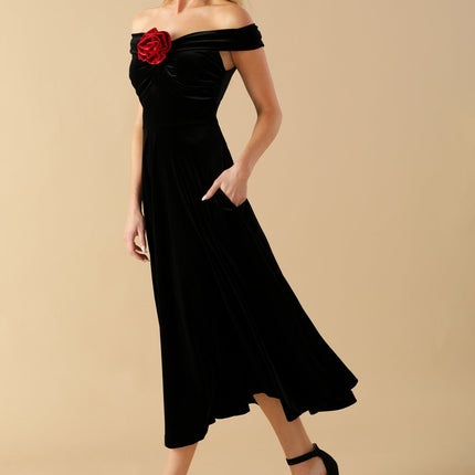 BE THERE FOR YOU VELVET MIDI DRESS