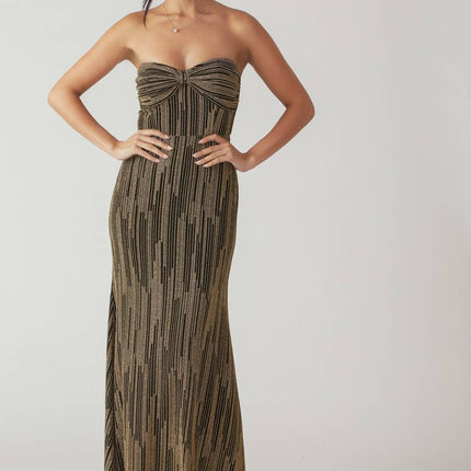 SACRED PROMISES METALLIC WOVEN MAXI DRESS