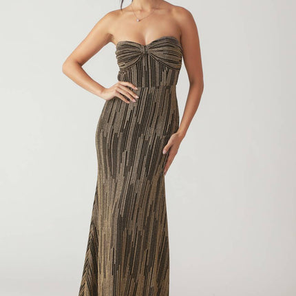 SACRED PROMISES METALLIC WOVEN MAXI DRESS