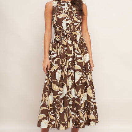 ELEGANT BLOOM WOVEN MIDI DRESS