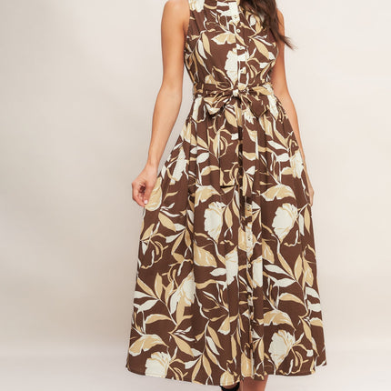 ELEGANT BLOOM WOVEN MIDI DRESS
