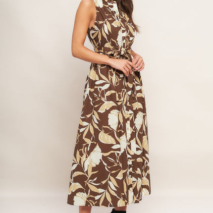 ELEGANT BLOOM WOVEN MIDI DRESS