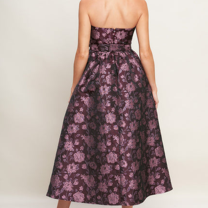 AUBERGINE CHIC JACQUARD WOVEN MIDI DRESS