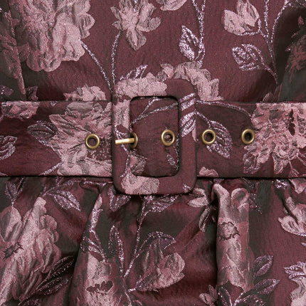 AUBERGINE CHIC JACQUARD WOVEN MIDI DRESS