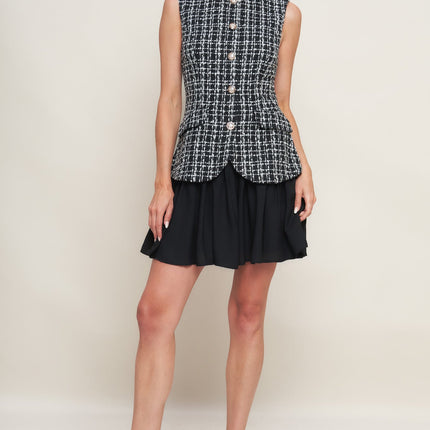 MODERN ICON TWEED WOVEN MINI DRESS