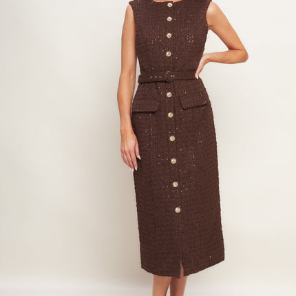 LOVELY HERITAGE TWEED MIDI DRESS