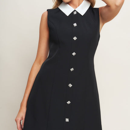 LOVELY MOMENT BLACK WOVEN MINI DRESS