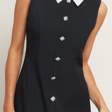 LOVELY MOMENT BLACK WOVEN MINI DRESS