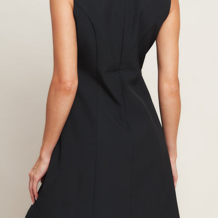 LOVELY MOMENT BLACK WOVEN MINI DRESS