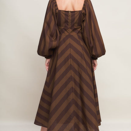 BROWN GODDESS FLOW WOVEN MIDI DRESS