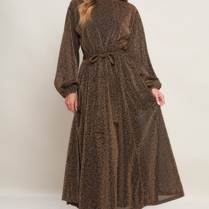 GOLDEN HORIZON METALLIC WOVEN MIDI DRESS