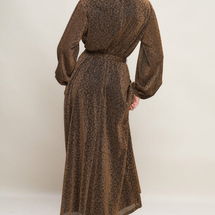 GOLDEN HORIZON METALLIC WOVEN MIDI DRESS
