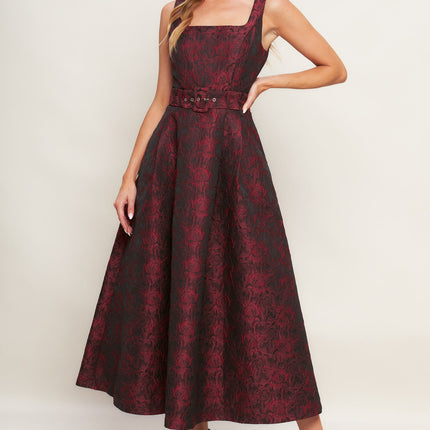 IMPERIAL ALLURE WOVEN JACQUARD MIDI DRESS